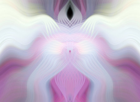 Vivid Abstract Digital Art Symmetrical Colorful Kaleidoscopic Design Featuring Radiant Patterns, Geometric Shapes, Flowing Energy in a Modern Futuristic Artistic Style with Vibrant Gradient Colorsの写真素材