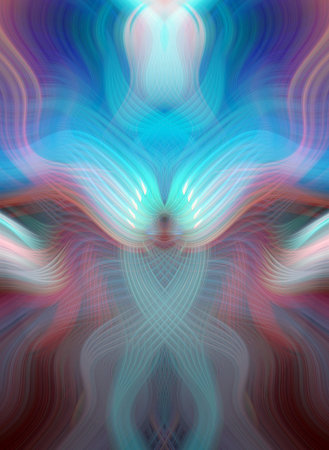 Vibrant Rainbow Abstract Art with Symmetrical Kaleidoscopic Patterns and Futuristic Neon Glow Design