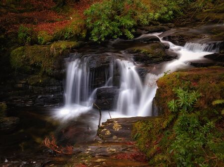 Picturesque and mysterious, long exposure image of Torc creeks, Kerry mountains, Irelandの写真素材