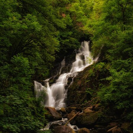 Spectacular, long exposure image of Torc waterfall in Kerry mountains, Ireland