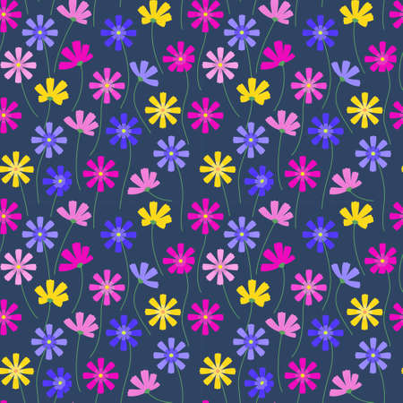 Cosmos flowers seamless vector pattern.のイラスト素材
