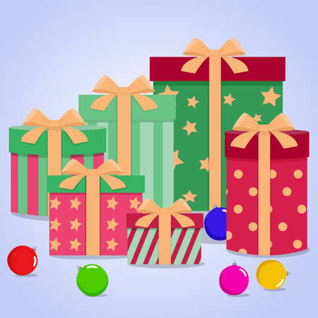 A set of gift boxes on  blueのイラスト素材