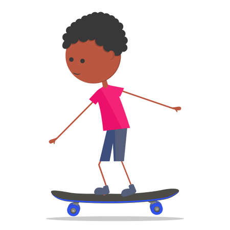 Boy on a skateboard. Isolated vector image on white background. Clipartのイラスト素材