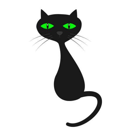 Cute black cat. Isolated vector flat image on white backgroundのイラスト素材