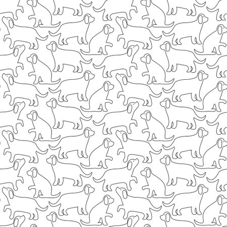 The contour image of a dog. Seamless vector pattern for your designのイラスト素材