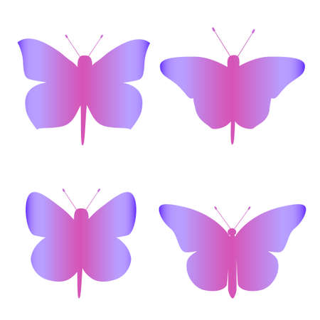 Set of gradient butterflies on a white background. Isolated vector image for design.のイラスト素材