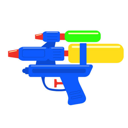 Water gun. Isolated color vector image of a child's pistol for playing with water. Clipart.のイラスト素材
