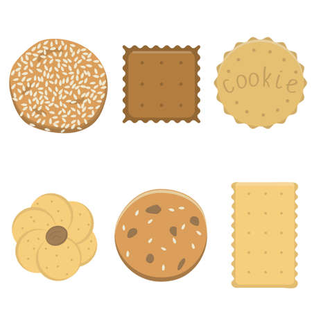 Cookies set. Isolated vector images of cookies on a white background.のイラスト素材