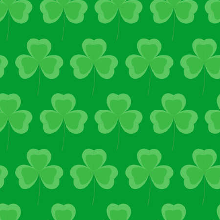 Clover leaf on a green background. Seamless vector pattern for design, packaging, wallpaper, scrapbooking.のイラスト素材
