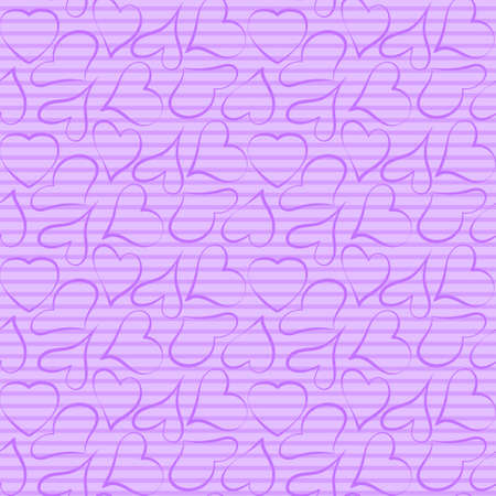 Heart contour on a pink background. Seamless vector pattern for decoration, packaging, wallpaper. Romantic pink background with hearts.のイラスト素材