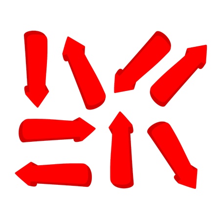 set 3D red arrowのイラスト素材