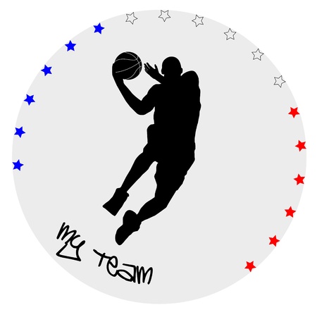 illustration of a basketball player with ballのイラスト素材