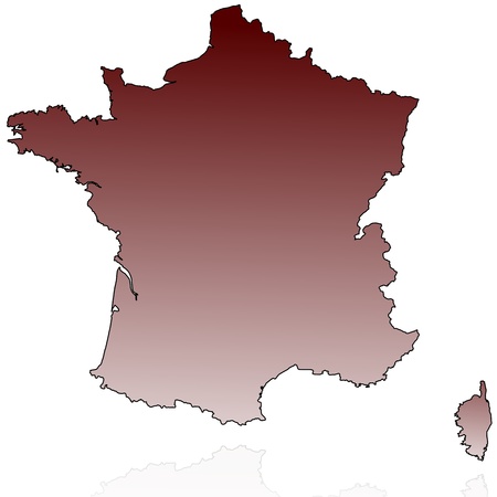 geographic map of france with a reflectionのイラスト素材