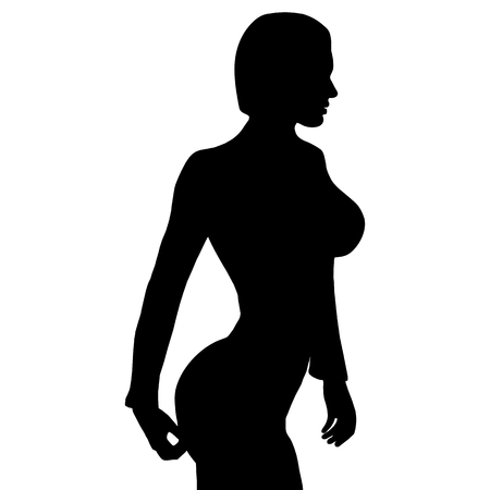 a beautiful sexy woman of profile with sexy poseのイラスト素材