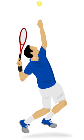 a tennis player servingのイラスト素材