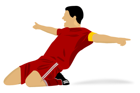 happy soccer player celebrating a goalのイラスト素材