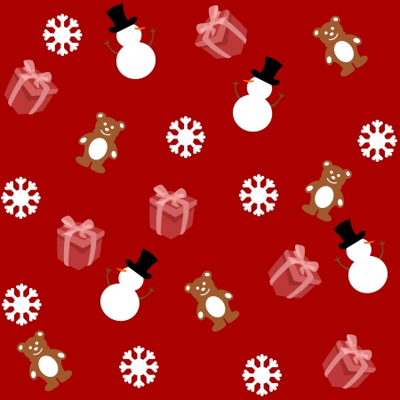 pattern for wrapping paper and filled with plush and snowmanのイラスト素材