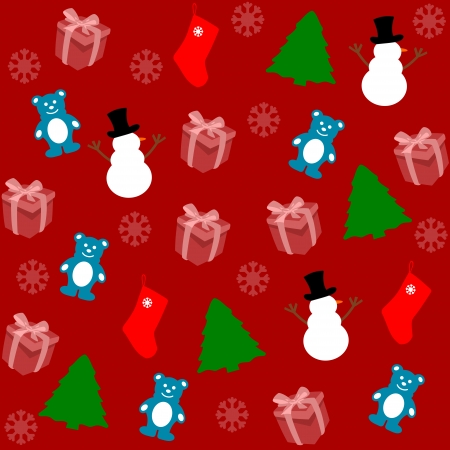 pattern for wrapping paper and filled with gifts and firのイラスト素材