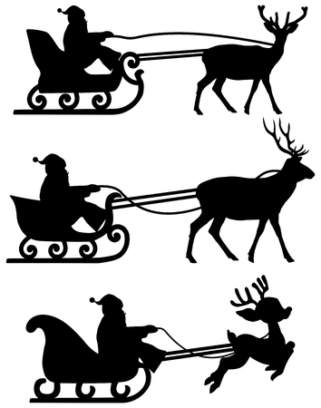 santa s sleigh with reindeer shadowのイラスト素材