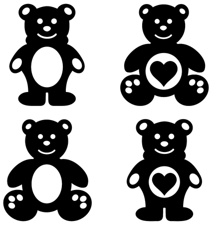 a series of teddy plush shadowのイラスト素材