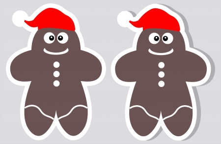 a sticker happy gingerbread with and without shadowのイラスト素材