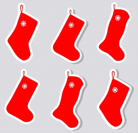 a sticker christmas sock with and without shadowのイラスト素材