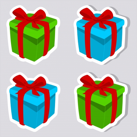 a sticker colorful gifts with and without shadowのイラスト素材