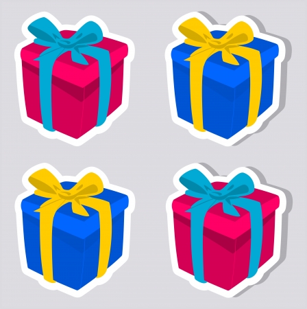 a sticker colorful gifts with and without shadowのイラスト素材