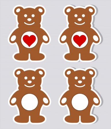 a sticker happy teddy plush with and without shadowのイラスト素材