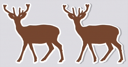 a sticker deer with and without shadowのイラスト素材
