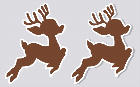 a sticker happy deer with and without shadowのイラスト素材