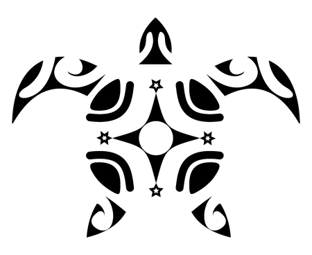 tattoo of a turtle, tribal polynesianのイラスト素材