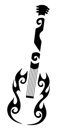 tribal tattoo of a guitarのイラスト素材
