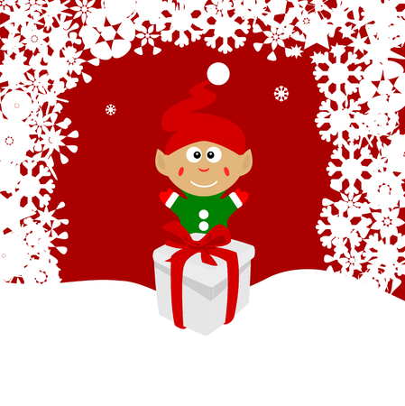 christmas illustration of a leprechaun on snowのイラスト素材
