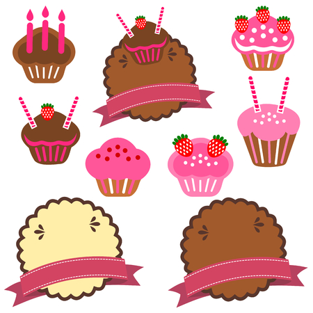 a collection of pastry cakeのイラスト素材
