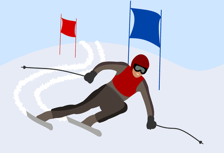 skier taking a turn in a raceのイラスト素材