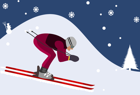 downhill skier in the mountainsのイラスト素材