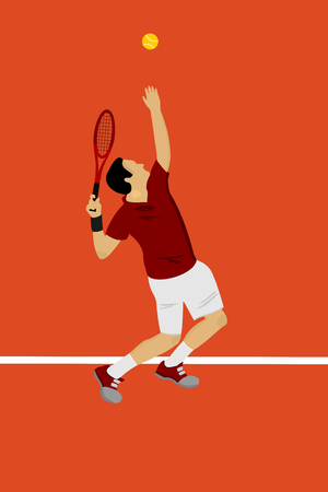 a tennis player servingのイラスト素材