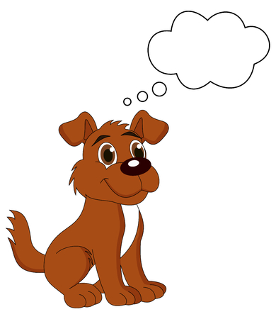 a cute puppy dog   with thought bubbleのイラスト素材