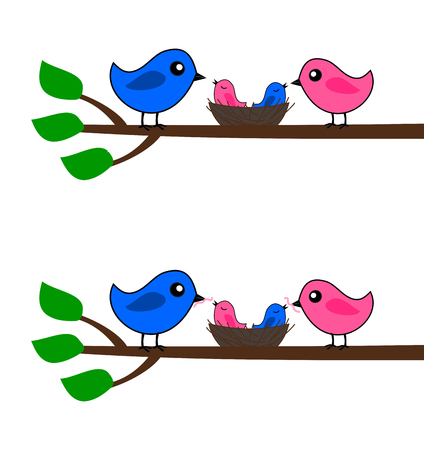 a family of birdsのイラスト素材