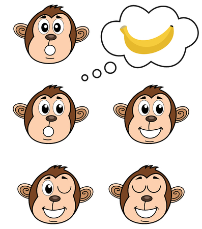 a monkey with several posesのイラスト素材
