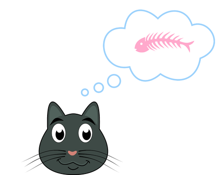a cat with a thought of foodのイラスト素材