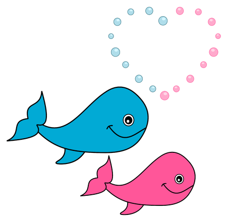 two whales that loveのイラスト素材