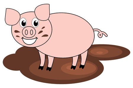a pig in mudのイラスト素材