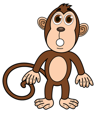 a monkey standing surprisedのイラスト素材