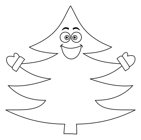 a happy tree in outlineのイラスト素材
