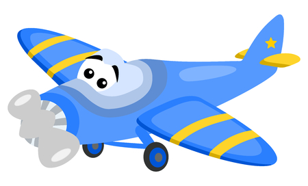blue airplane with eyesのイラスト素材