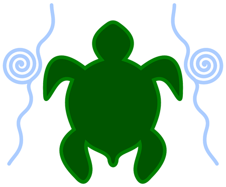 an icon turtle in waterのイラスト素材