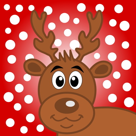 a deer of Christmas on snow backgroundのイラスト素材