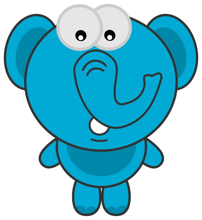 a blue elephant standingのイラスト素材